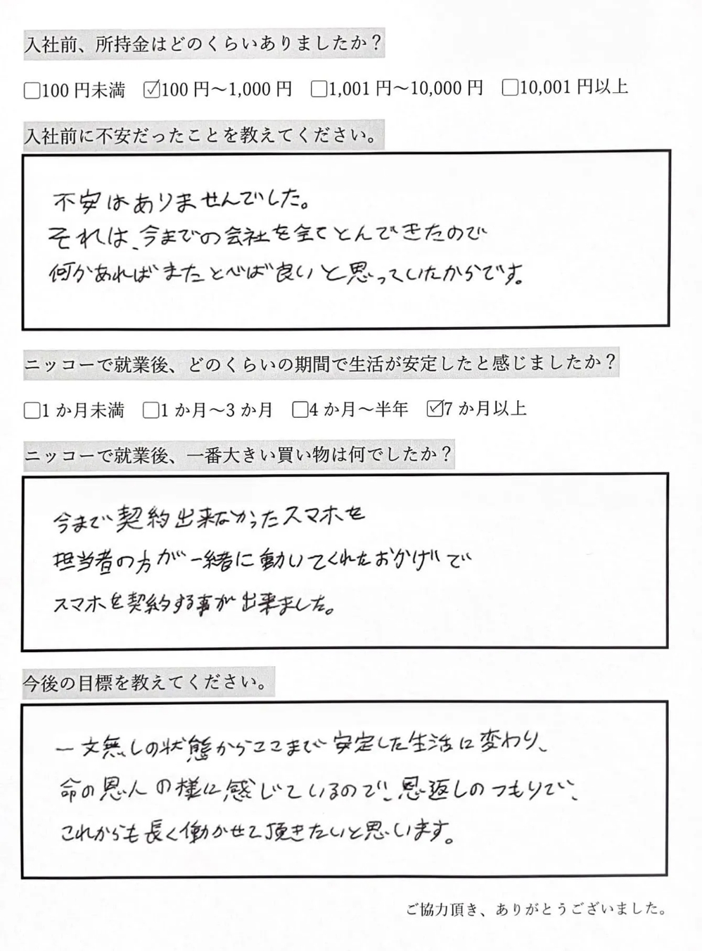 お金がない状態から、安定した生活に変われた！