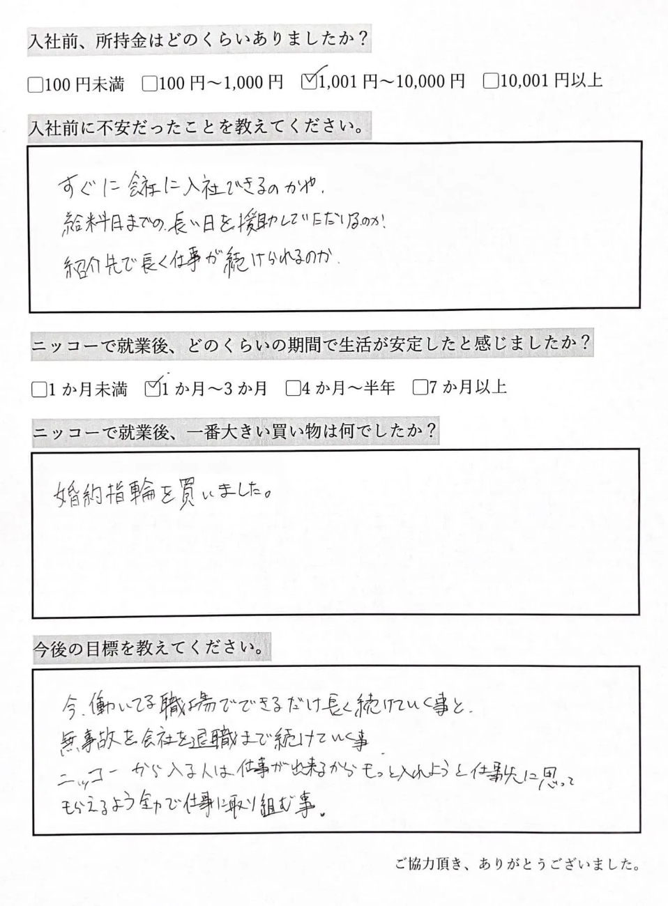ニッコーに入社後、大きな買い物は婚約指輪。